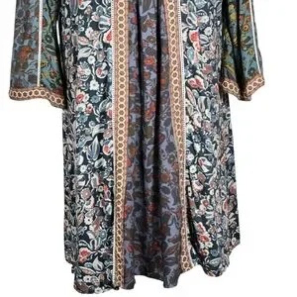 Sundance Boho Mixed Print Patchwork V-Neck Shift Dress Size Small - Picture 5 of 8